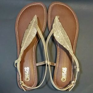 Carlos Santa Rose Gold Metallic Sandals